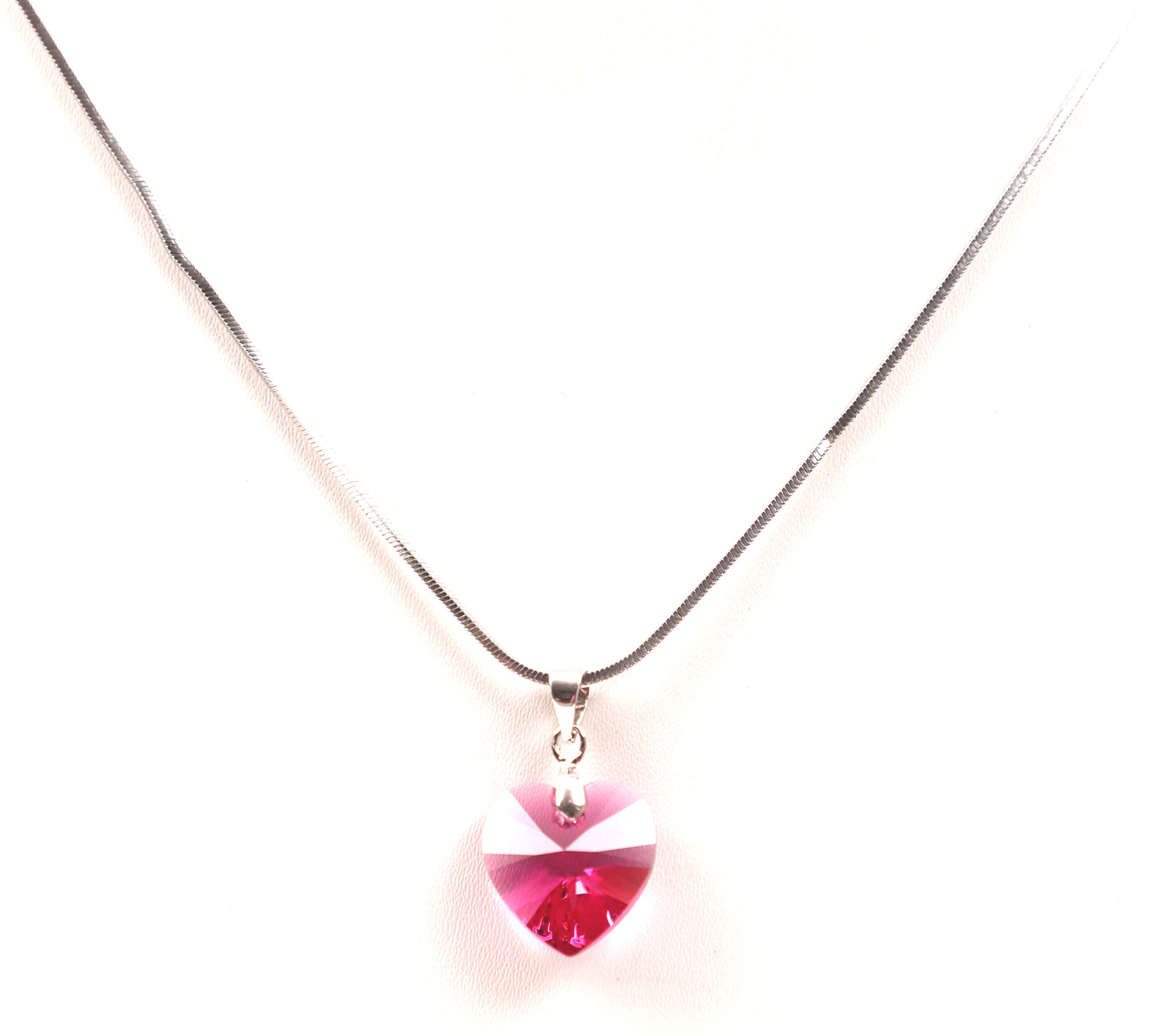Collection of Stylish LUXURIA Delicate Elegant SWAROSKI/Crystal Pink Heart PANDENT with Chain for Girls Ladies Women-image-16
