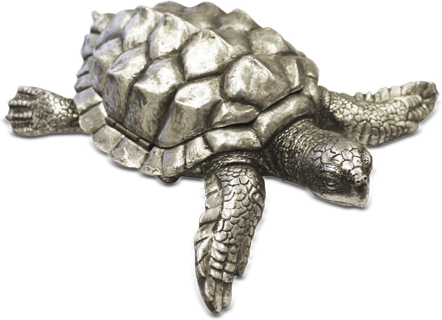 Turtle King Turtle with Storage, Antiqued Silver
