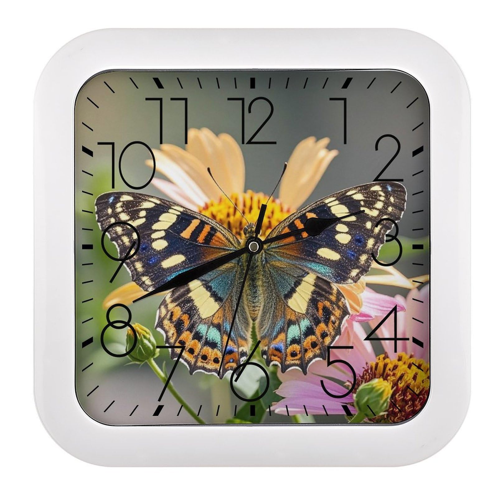 LZQPOEAS Butterfly Wall Clock Fashionable Versatile Silent Wall Clock Simple Elegant Non Ticking Analog Clocks Easy to Install Square Modern Clocks for Home Decoration