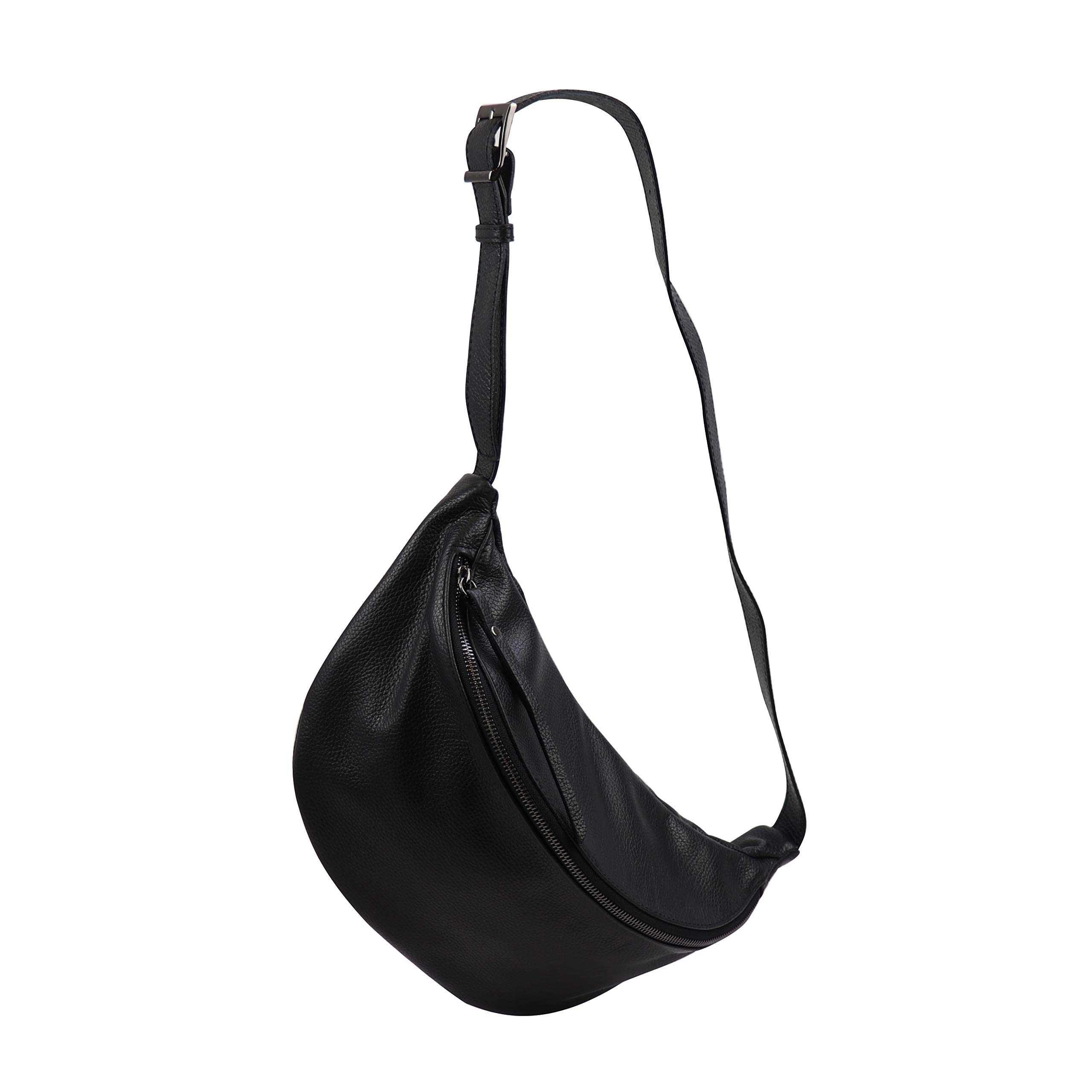 SH Leder echt Leder Damen Unisex Brusttasche für Festival Reise mittelgross Hüfttasche Crossbody Bag Frauen Ledertasche 37x21cm Fania G697