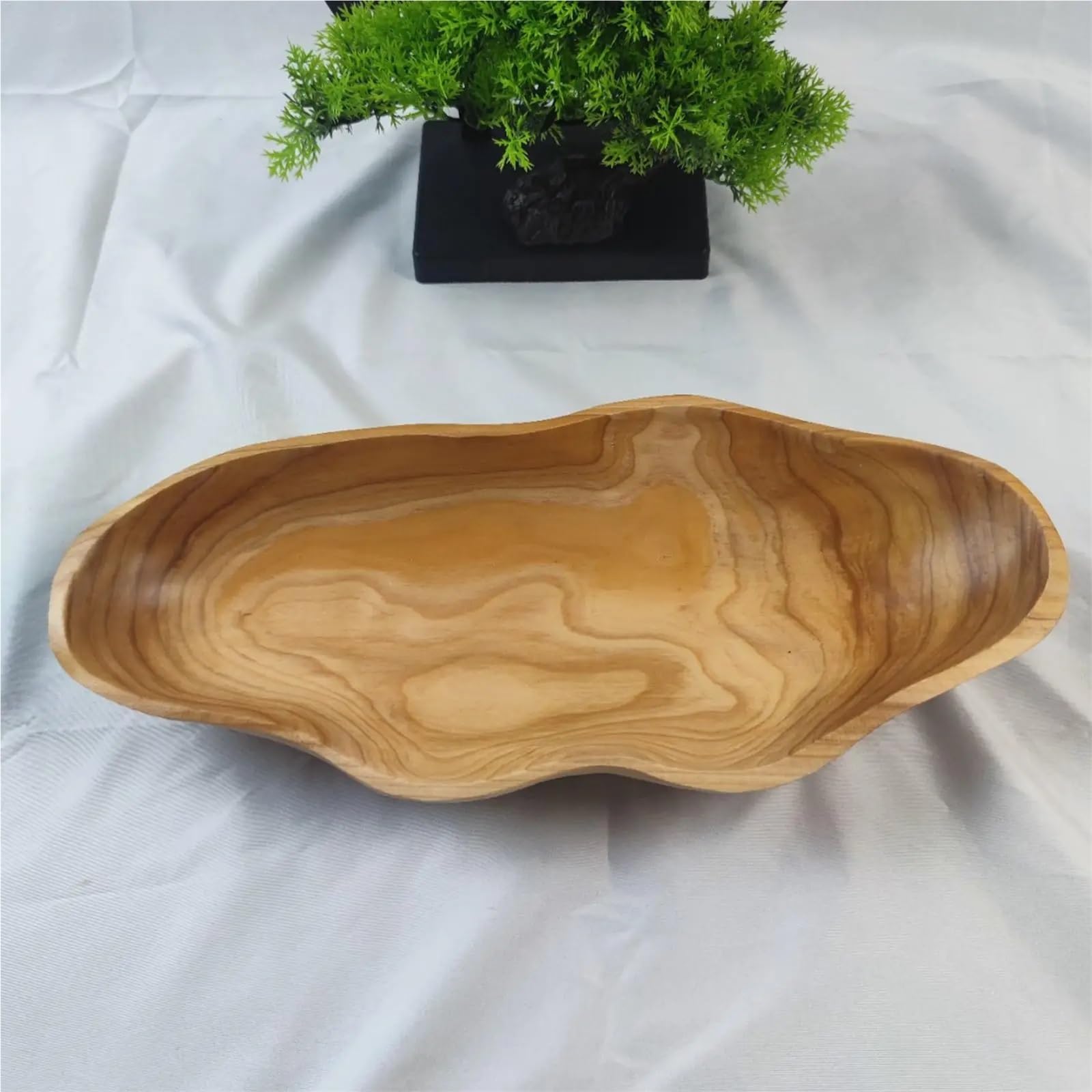 Frutero Madera Ensaladera de madera, plato fruta Natural, 15,7x7x2,3 pulgadas, cuenco decorativo for servir ensalada, for dulces, postres, mesa aperitivos, cocina