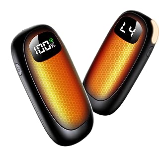 Handwärmer Elektrisch, 2er Pack - Zweiseitig heizende elektrische Handwärmer mit LED-Digitaldisplay, 4 Heizstufen, tragbares Taschenheizgerät für Camping Jagd, Geschenke für Männer Frauen - Amazon product rated Grade A