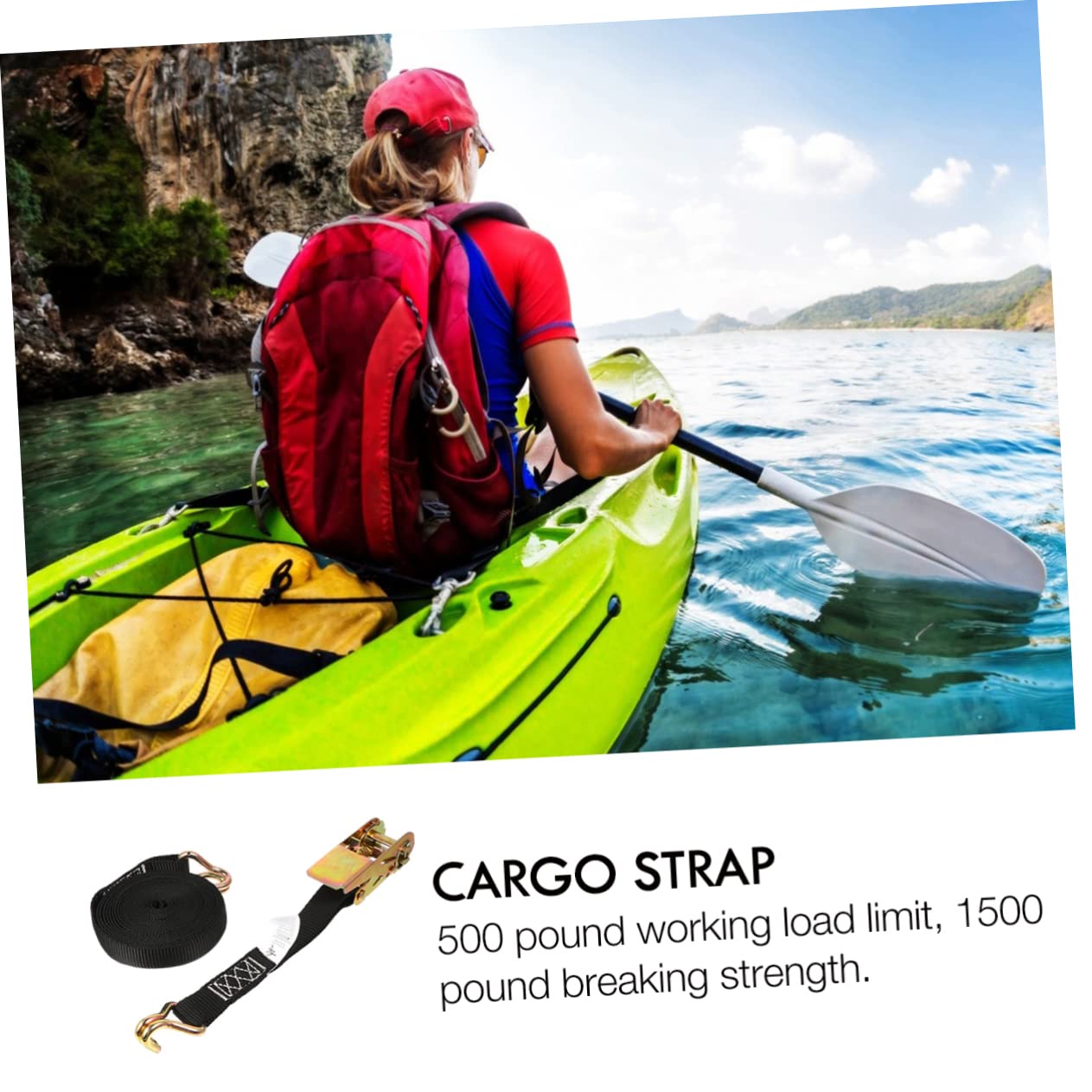 BESPORTBLE 1set Heavy Duty Canoe Sup Strap Tension Belt for Kayak Roof Rack Tie Down with Hooks Design Space-Saving for Outdoor Equipment Securement