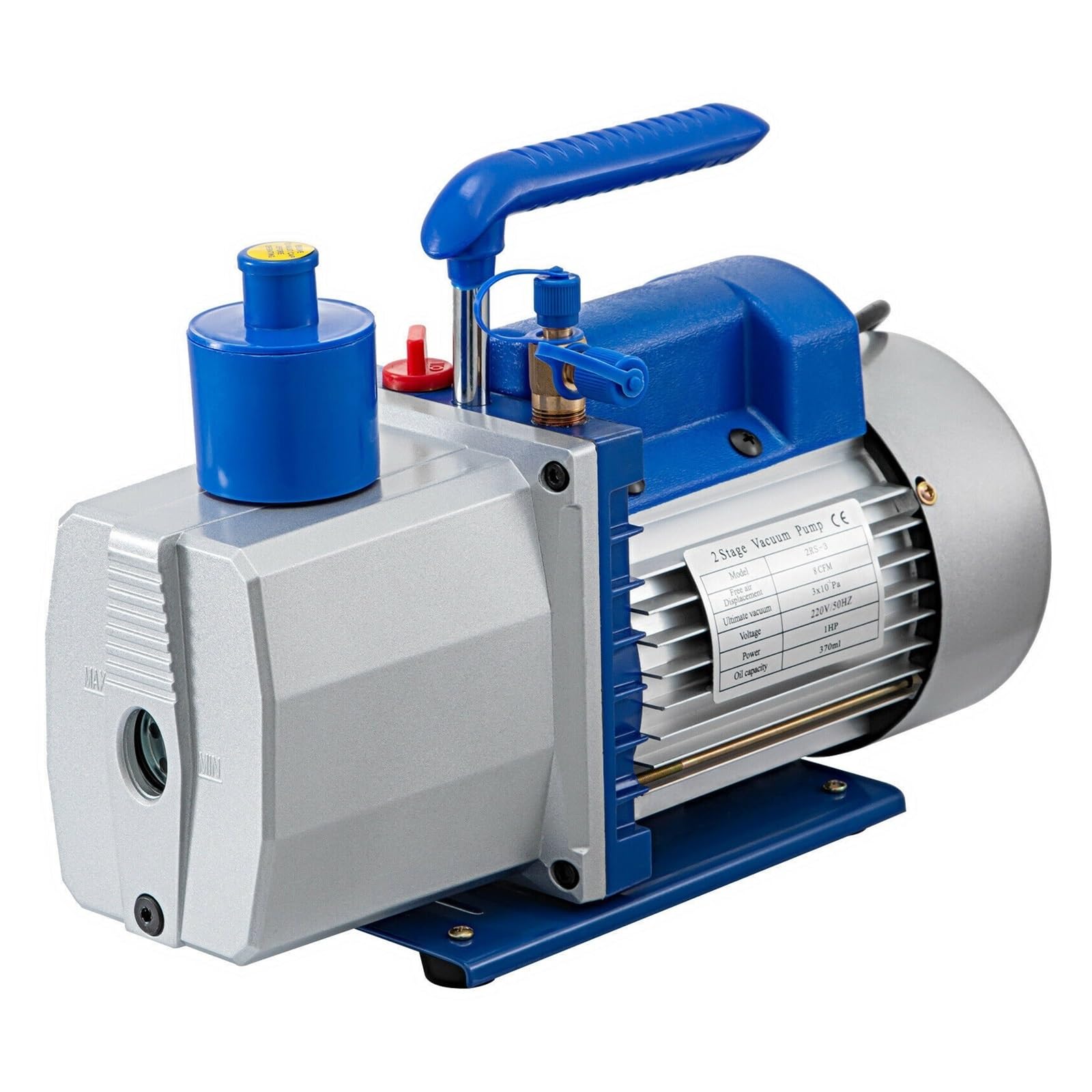 CUDTAPI Vacuum Pump, Vacuum Pump,8CFM 1HP Refrigerant HVAC with 2 Silencers for Packing Household Air Condition Automobile Maintenance