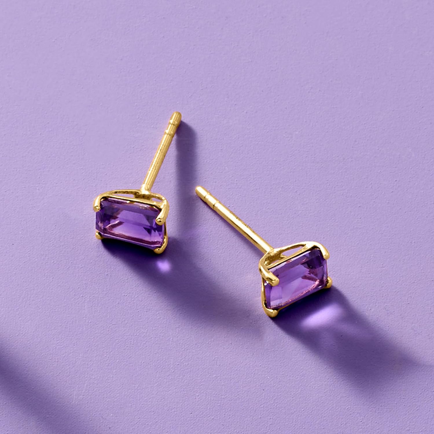 Pure Collection by Ross-Simons 0.90 ct. t.w. Amethyst Stud Earrings in 14kt Yellow Gold