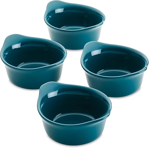 Miniatura 12 de Rachael Ray Solid Glaze Ceramics - Juego de ramequines redondostaza de inmersión, 4 piezas, color verde azulado