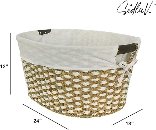 Miniatura 2 de SEDLAV Cesta de lavandería  Cestas para lavandería con tapa y forro extraíble, cesta de almacenamiento de mimbre  Cestas de almacenamiento para