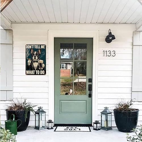 Miniatura 7 de Póster de letrero de metal retro retro con diseño de bulldog francés, fumar, beber, cerveza, decoración de pared, para garaje, hombre, cueva, baño,