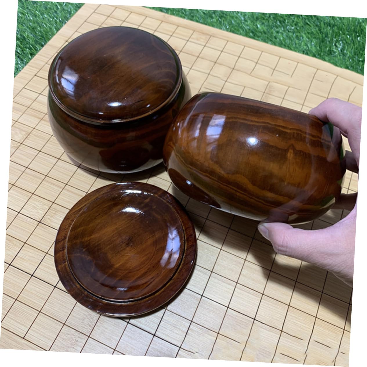 Hemobllo Bol en Bois Massif Grand Conteneur Léger Couvercle pour Jeu de Go et Échecs Rangement Pratique pour 180 Pièces, pour Bureau ou Salle de Formation