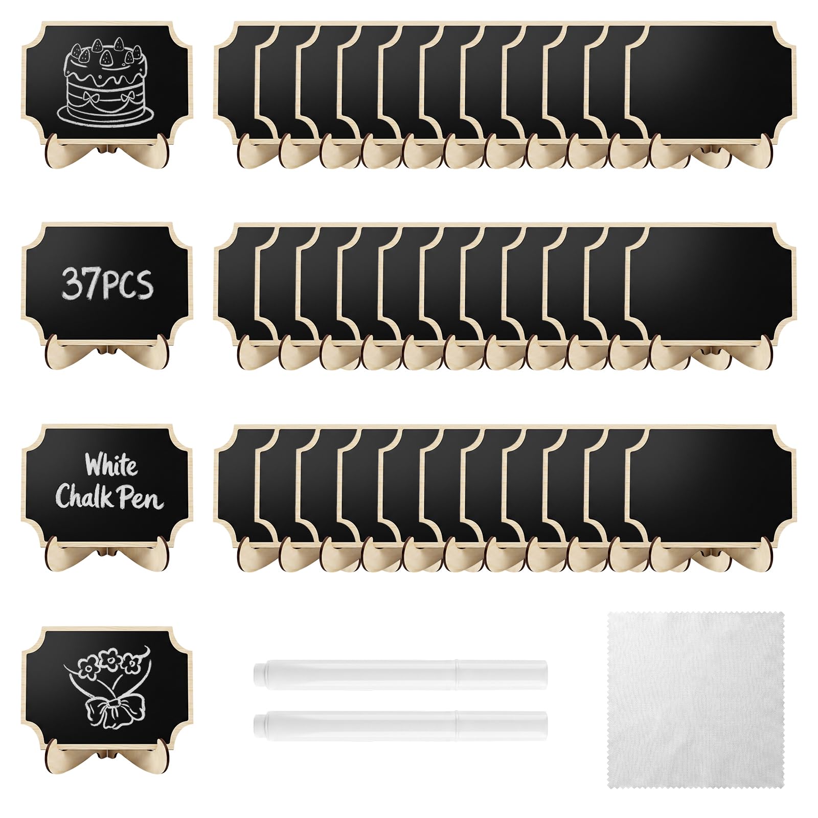 37 PCS Double Sided Mini Chalkboard Signs, 10x7.5cm Mini Chalk Boards