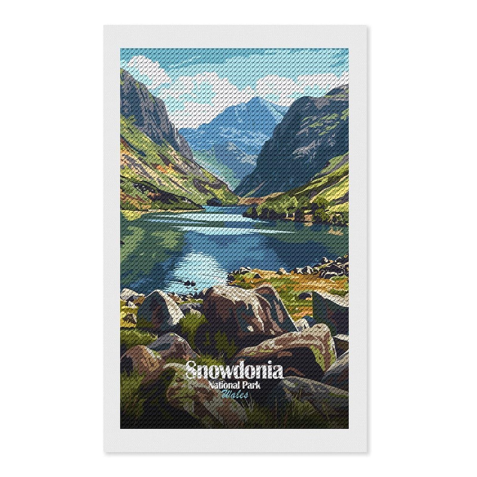 Junmoney Snowdonia National Park Wales Landscape Diamond Painting Kit 12"x20", Thoughtful Handmade Gift, for Creative Relaxation, Printed Canvas, Cosy Home Accent