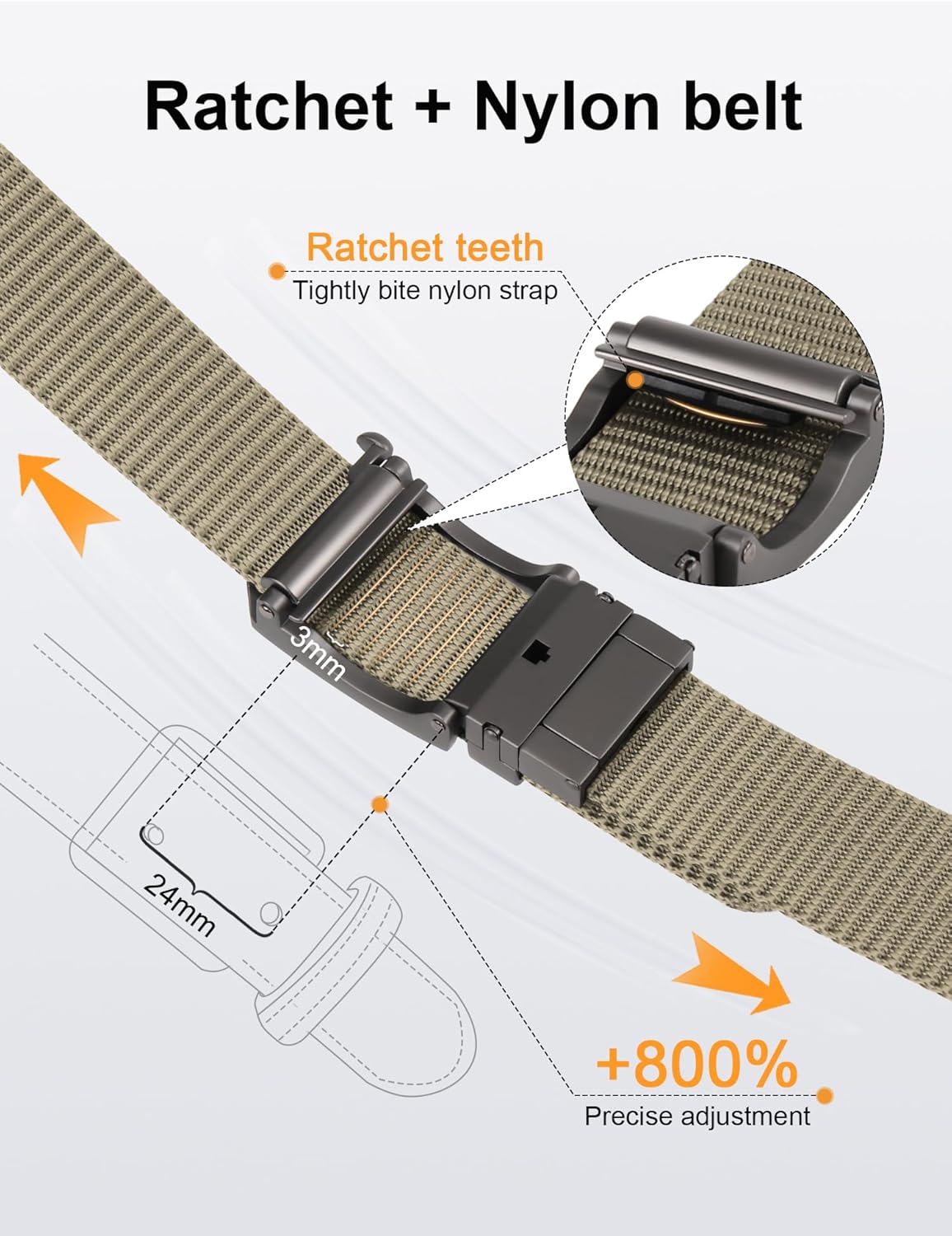 JUKMO Men's Reversible Ratchet Belt - 2 Styles in 1, No-Hole Adjustable Web Belt for Golf, Business & Everyday Wear - Image 2