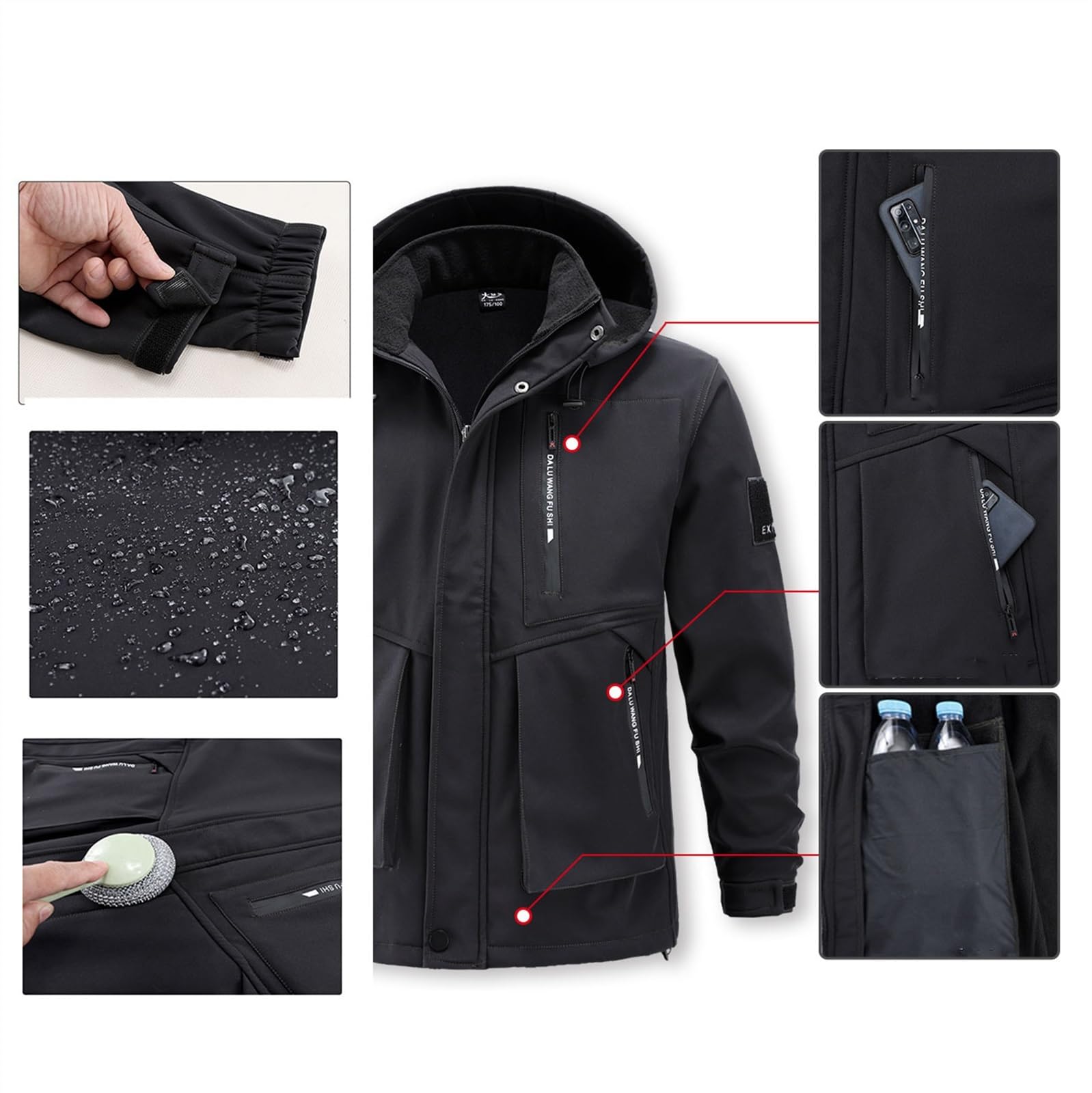 Yytcsjz Zweiteiliges Skianzug-Set Für Herren, Winddichter Warmer Verschleißfester Skianzug Mit Kapuze Für Herren 2-teiliges Set, Trendige Lockere Isolierte Wasserdichte Bergsteigerkleidung