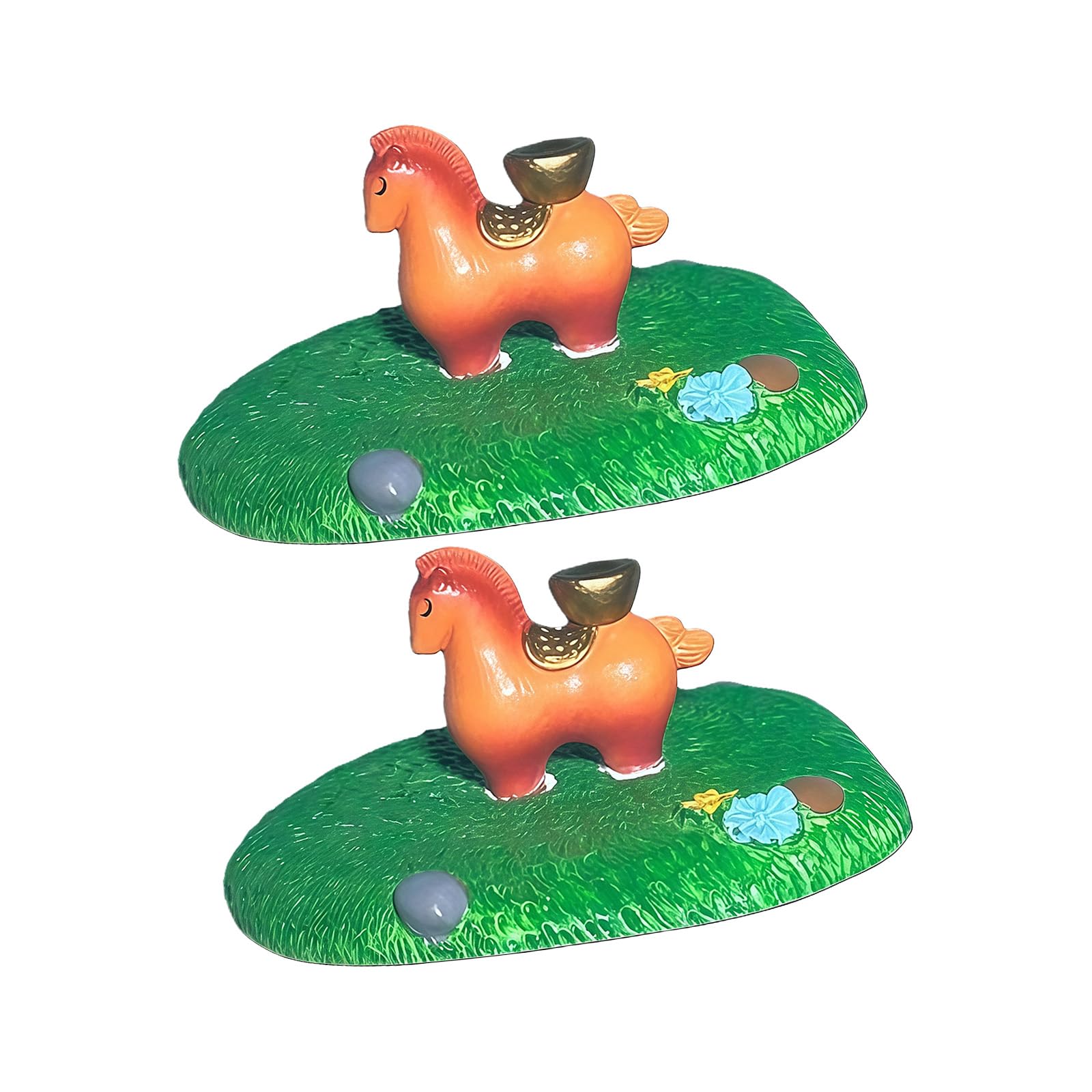 Piceioep Chinese Floating Resin Horse Ornament with Duckweed for Fish Decoration Artistic Miniature Horse Sculpture