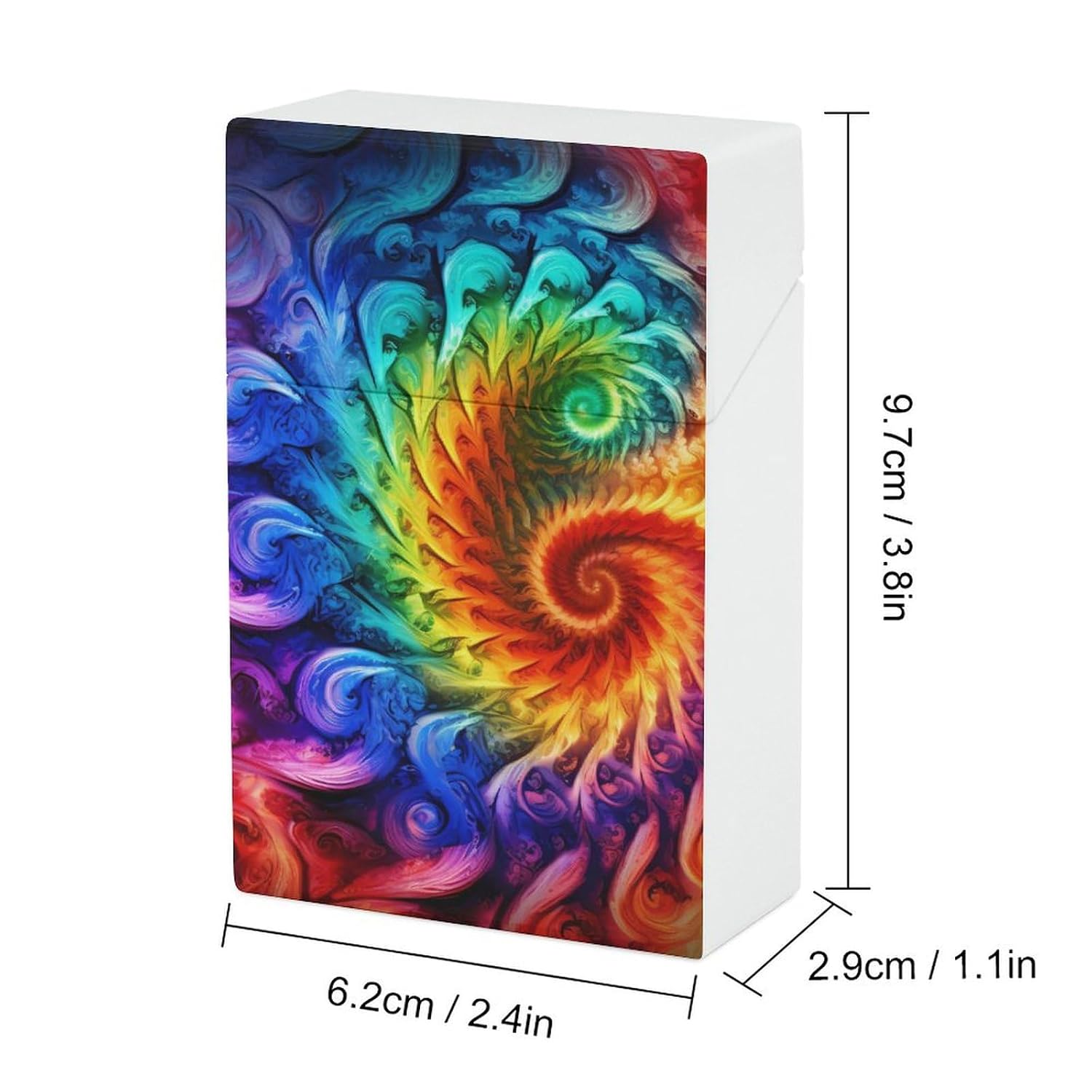 Colorful Tie Dye Cigarette Case for Men Women Flip Open Cigarette Box Holder for Travel Party, style image 2