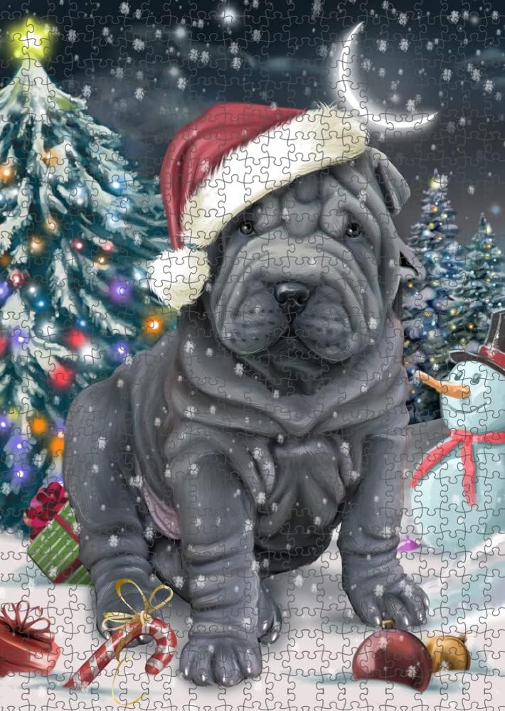Have a Holly Jolly Christmas Shar-Pei Dog Jigsaw Puzzle for Adults - Animal Printed Interlocking Puzzle Game Artwork - Gift for Dog Lover's -1000 Pcs 29.5"x19.7", PZLE59122