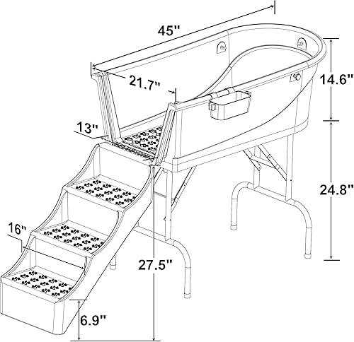 Miniatura 9 de SHELANDY Bañera de aseo para mascotas de 45 pulgadas  Bañera resistente (solo bañera)