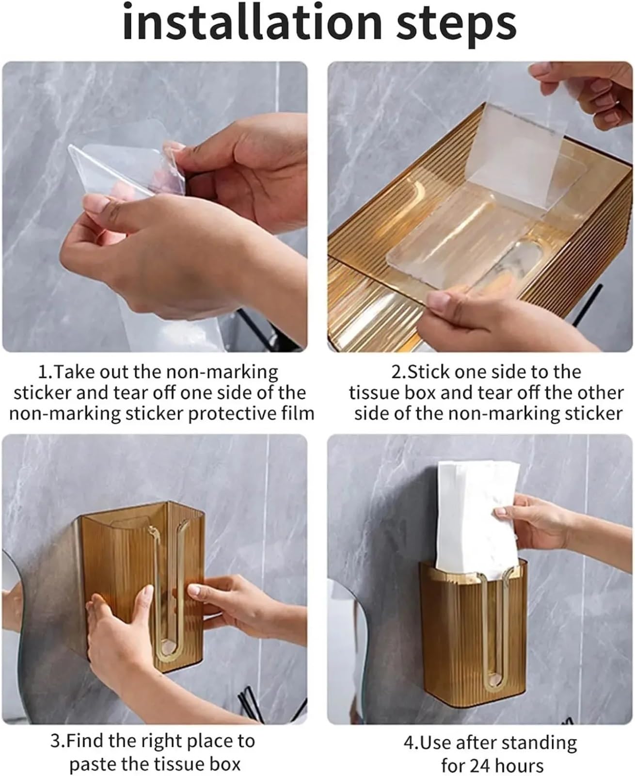 Portafazzoletti da Parete Porta Asciugamani di Carta, Dispenser di Asciugamani di Carta a Parete, Scatola di fazzoletti Adesivi for Bagno(Yellow)