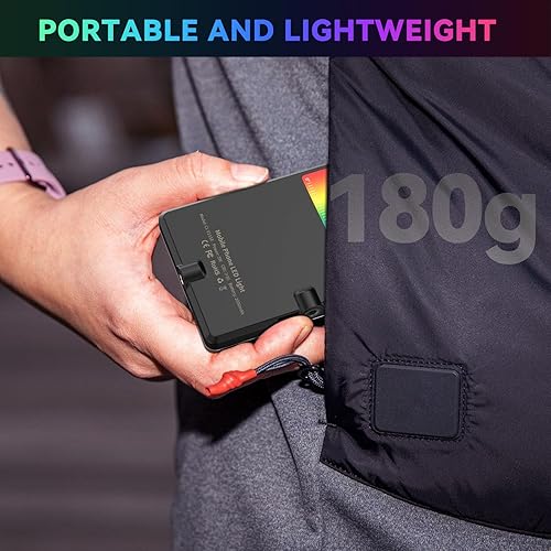 Miniatura 8 de Luz para selfie, luz de video RGB con 78 LED, panel de luz de cámara portátil 0-360 a todo color, 2500-9000K CRI 95+ LED DSLR Iluminación para