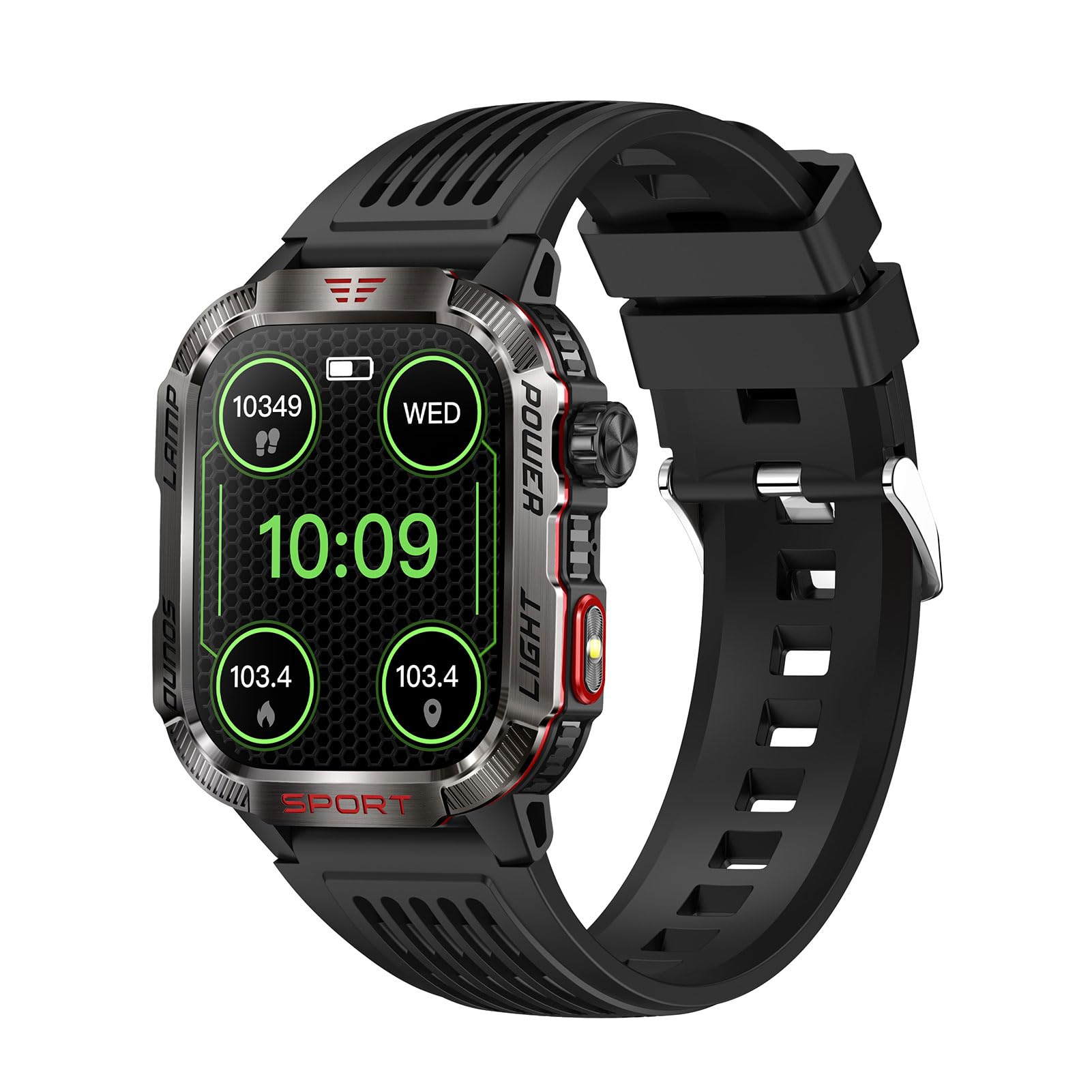 Mingzhe Sports de Plein Air Intelligents Écran HD de 0,01 Pouce avec Boussole IP68 5.0 Plus 100 Modes Sportifs pour la Randonnée, la Course à Pied, Le Cyclisme Bracelet en Silicone