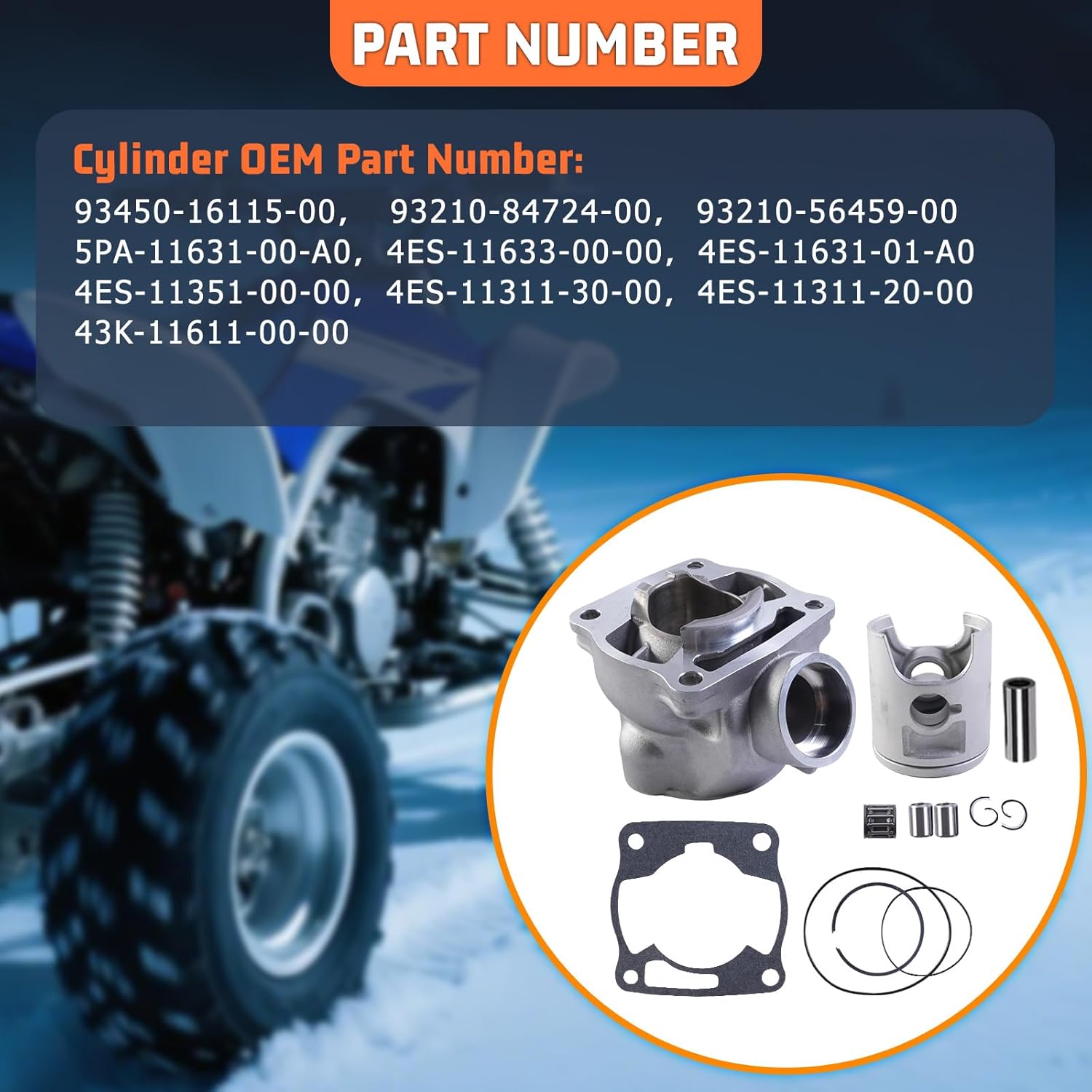 YZ85 Cylinder Piston Ring Gasket Bore 47.5mm Fit for Yamaha YZ85 2002-2018 Motorcycle Engine Aftermarket Part