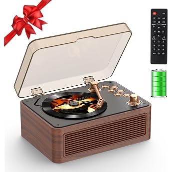 CD Player Portable Bluetooth Kegaudio Radio with CD Player Portable with Speaker Remote Control Supports USB/AUX Playback Headphone Jack Walnut Wood