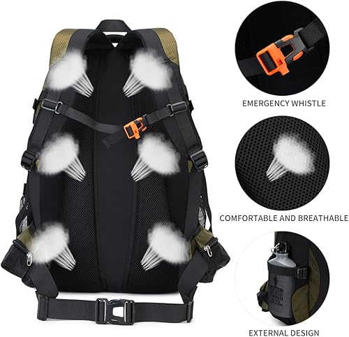 Miniatura 5 de BOVIP Mochila de senderismo de 40 L, impermeable, ligera, para viajes, deportes, camping, para hombres y mujeres