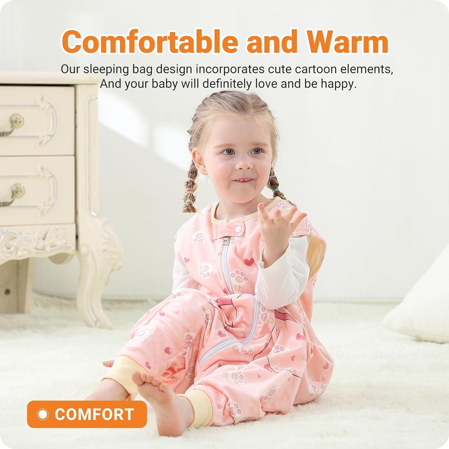 HAHASHOW Baby Sleeping Sack Sleeveless, Toddler Sleeping Bag with Legs, Swaddle Wearable Blanket