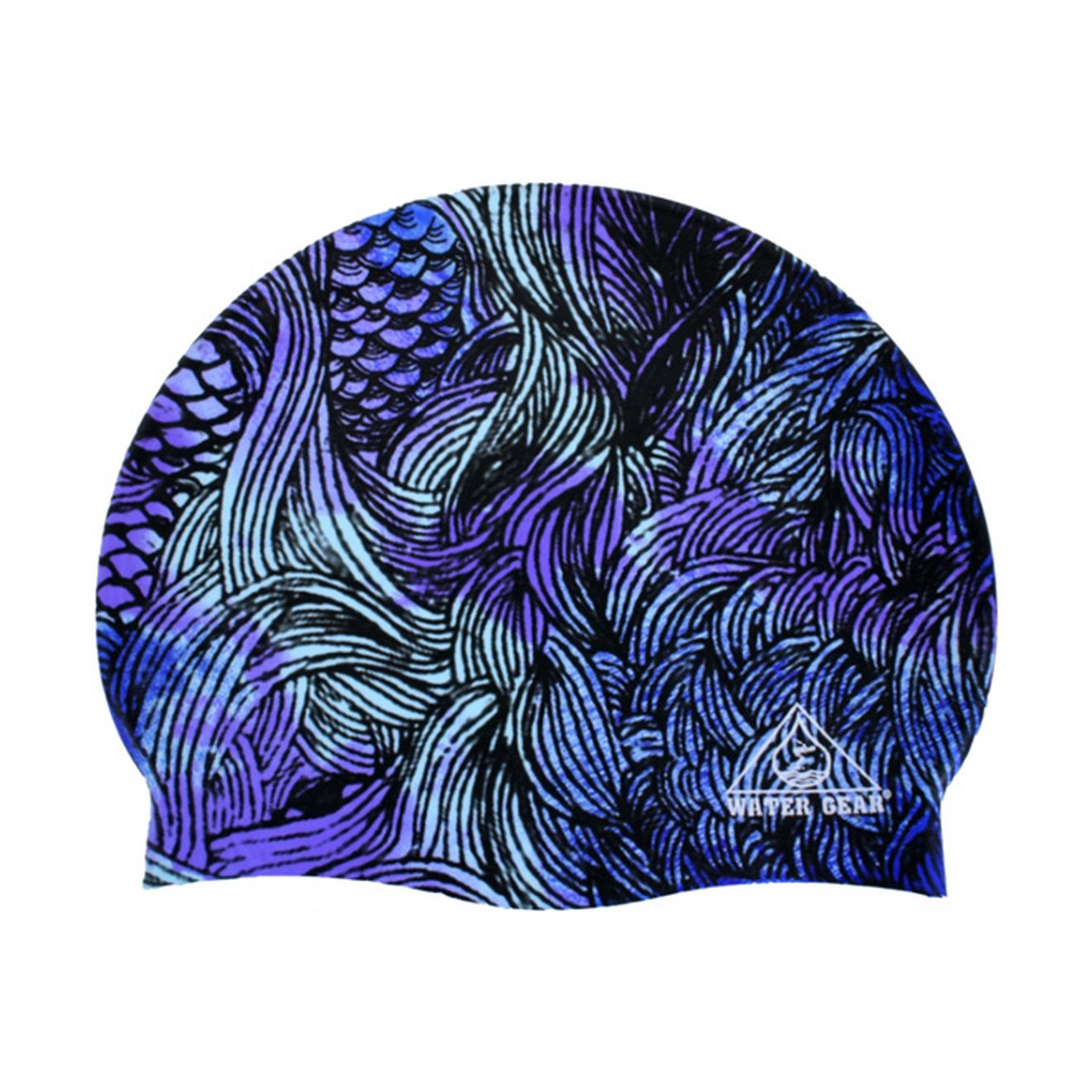 Water Gear Silicone Graphic Swim Cap (Blue Mermaid)