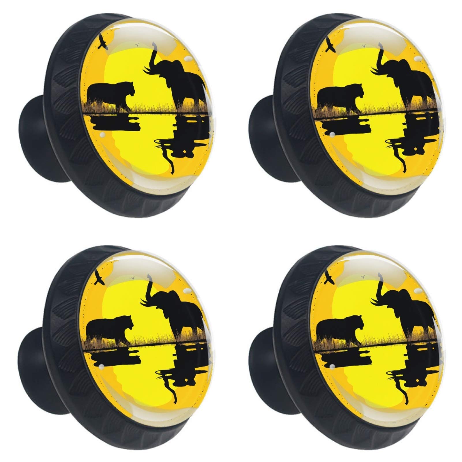 Boutons de placard motif éléphant lot de 4 poignées en verre 30 mm meuble enfant