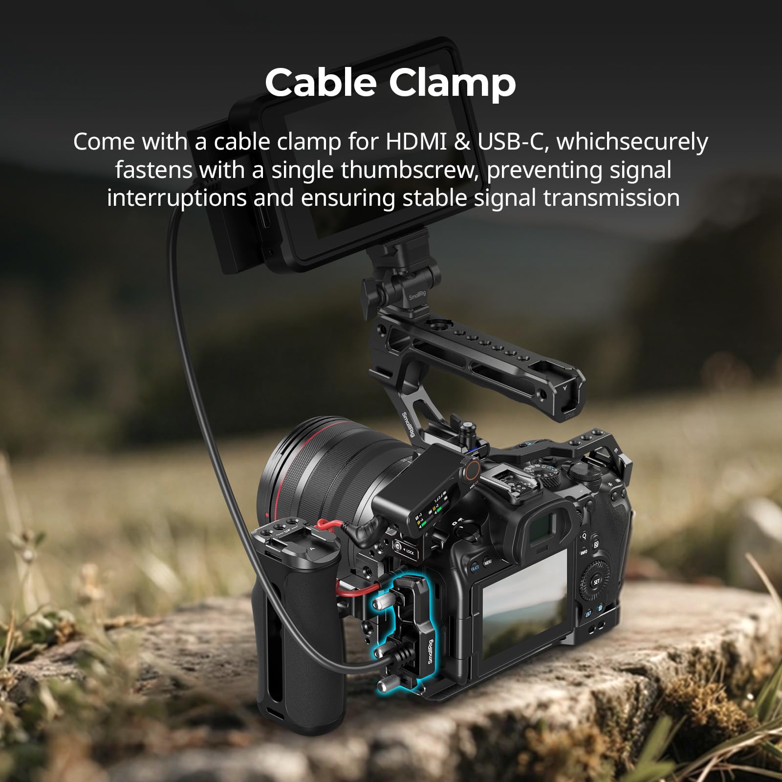 SMALLRIG Zestaw R6 Mark III Camera Cage do Canon R6 Mark II z górnym uchwytem i zaciskiem kablowym, szynami HawkLock NATO, płytką szybkozłączki do Arca, kompatybilny z do DJI RS 3 / RS 3 Pro /-5955