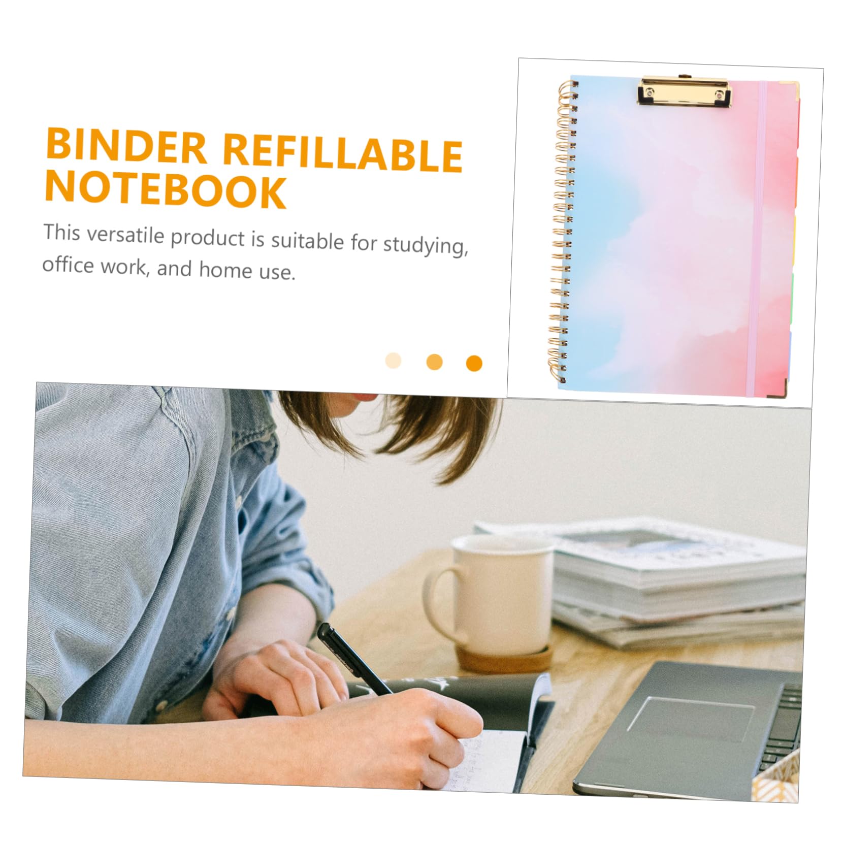 Klemmbrett mit Notizbuch, Spiralförmig, Pvc, Eisen, Büro | Farbige Trennblätter, Innere Schreibblätter, Dokumentenordnung, Leichtes Umblättern, für Büro und Zuhause