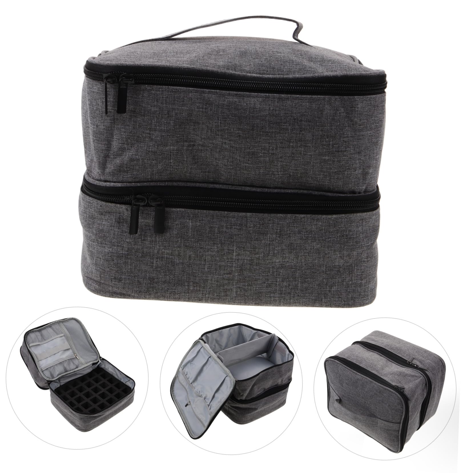 Ipetboom Borsa Organizer per Smalti e Boccette di Olio Essenziale, Doppio Strato, Grande Capienza, per Viaggio e Trucchi