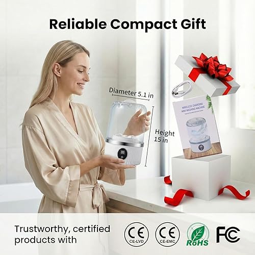 Miniatura 6 de Lavadora de ropa interior, mini lavadora portátil sin BPA para calcetines, ropa de bebé, pequeña taza de lavandería inalámbrica para viajes,