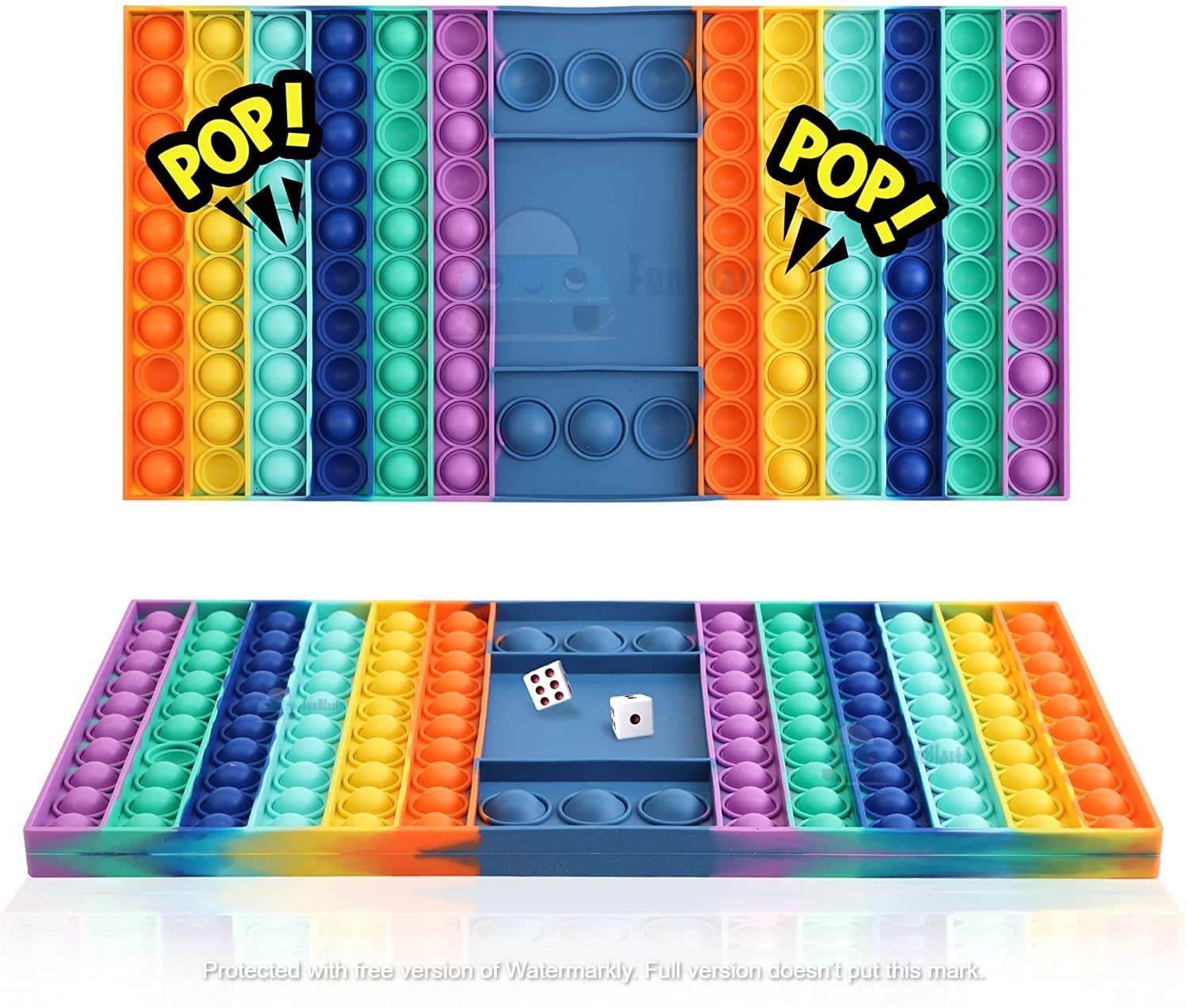 FunBlast Jumbo Pop Bubble Fidget Toys, Kids Toy Pop it Toys Set, Ludo Game Silicone Fidget Pop It with 2 Dices - Multicolor