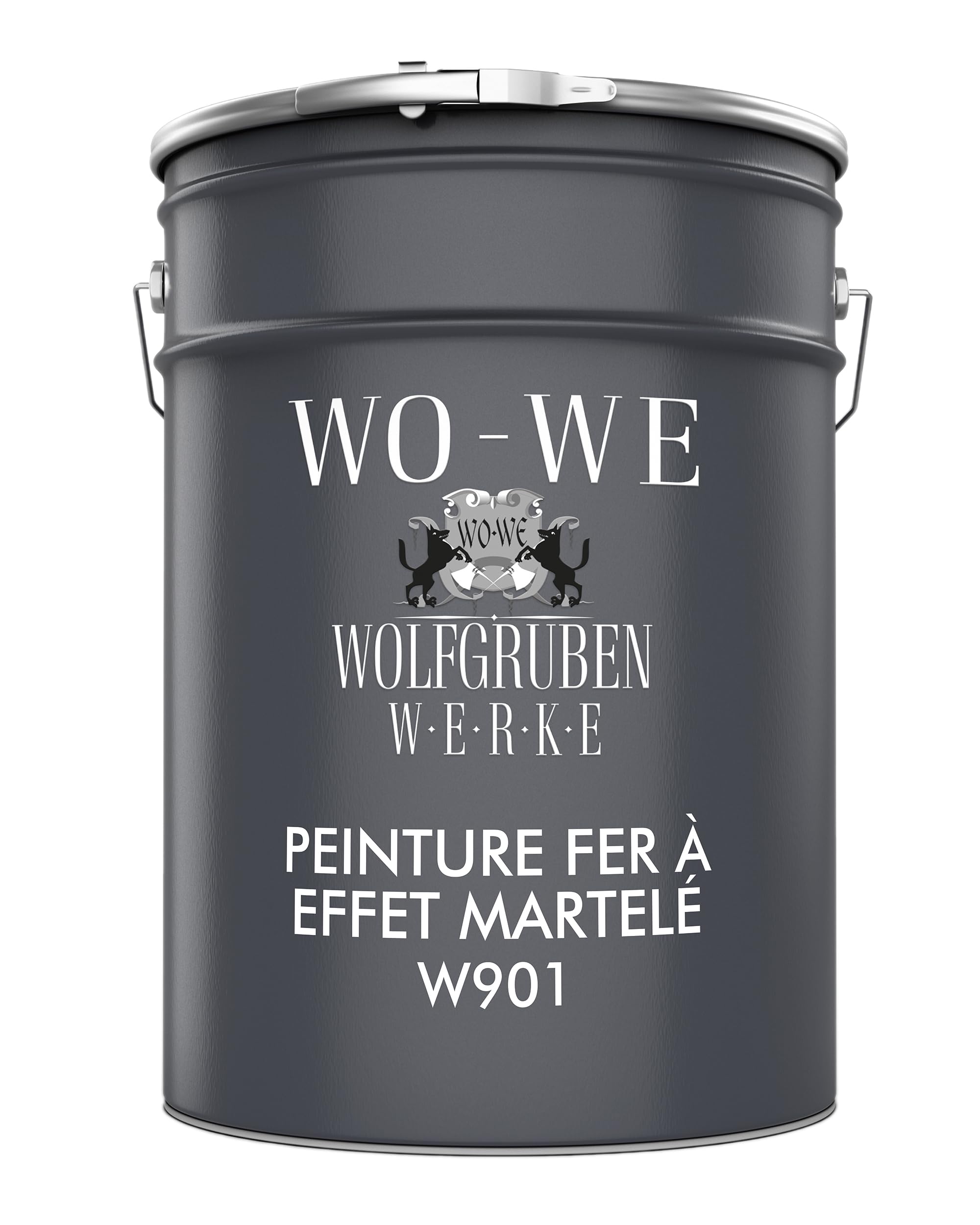WO-WE Peinture Fer W901 Métal Effet Martelé Vernis Ultra-résistant Protection PRO - Argentée 5L