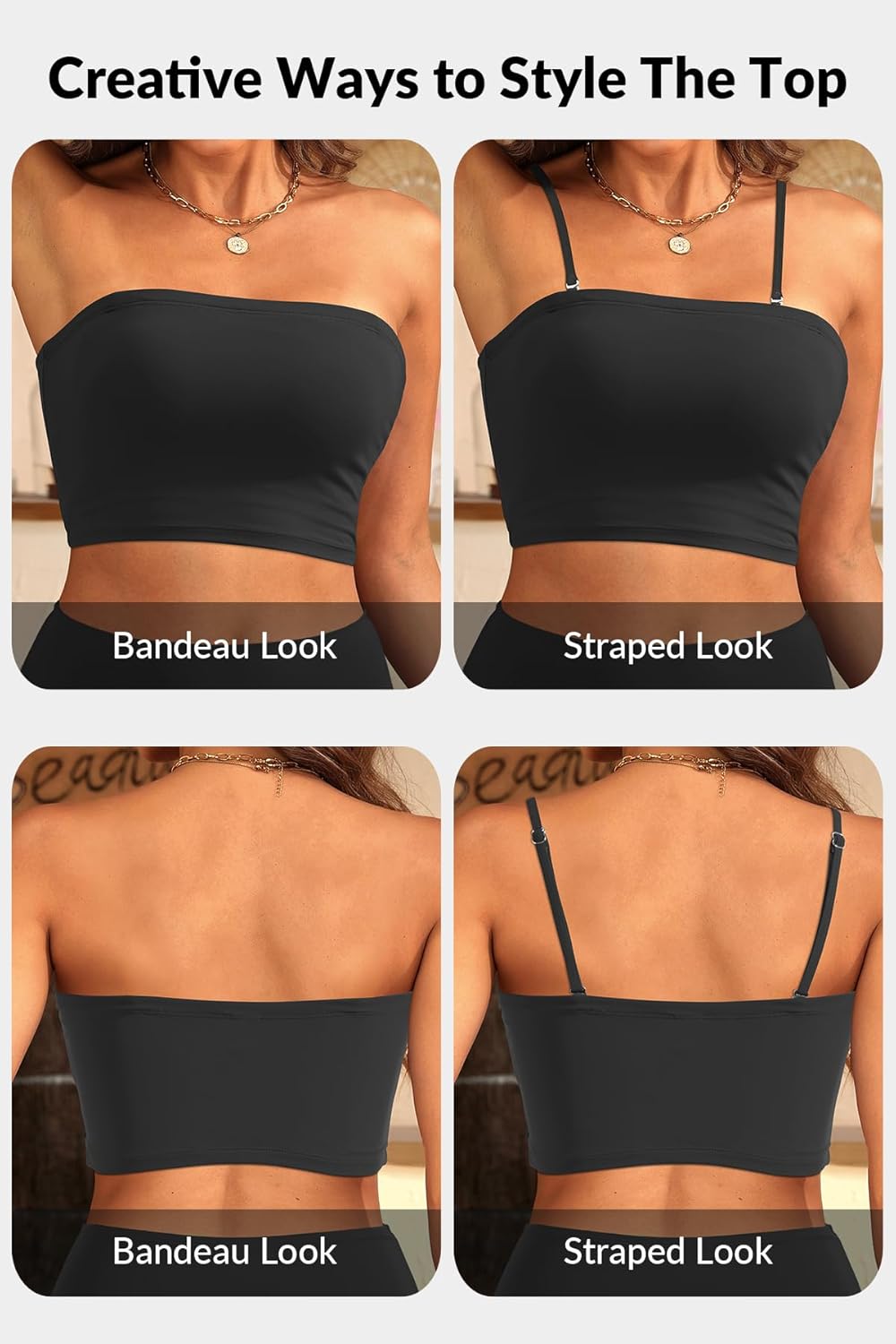 Tempt Me Women Bandeau Bikini Set Strapless High Waisted Two Piece Swimsuit Longline Bathing Suits - Image 4