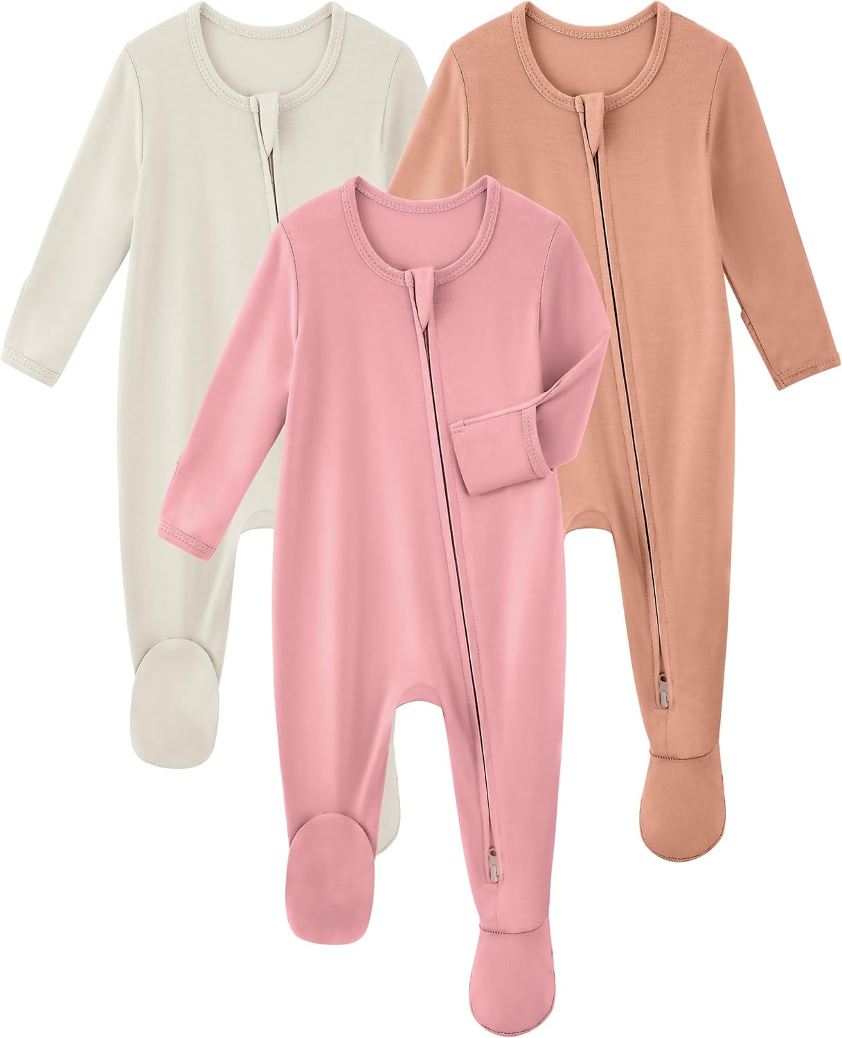 Yoofoss Rayon Made From Bamboo Baby Pajamas 3pcs Newborn Sleepers For Boy Girl Clothes, 0-3 3-6 6-9 Months Footed Pjs