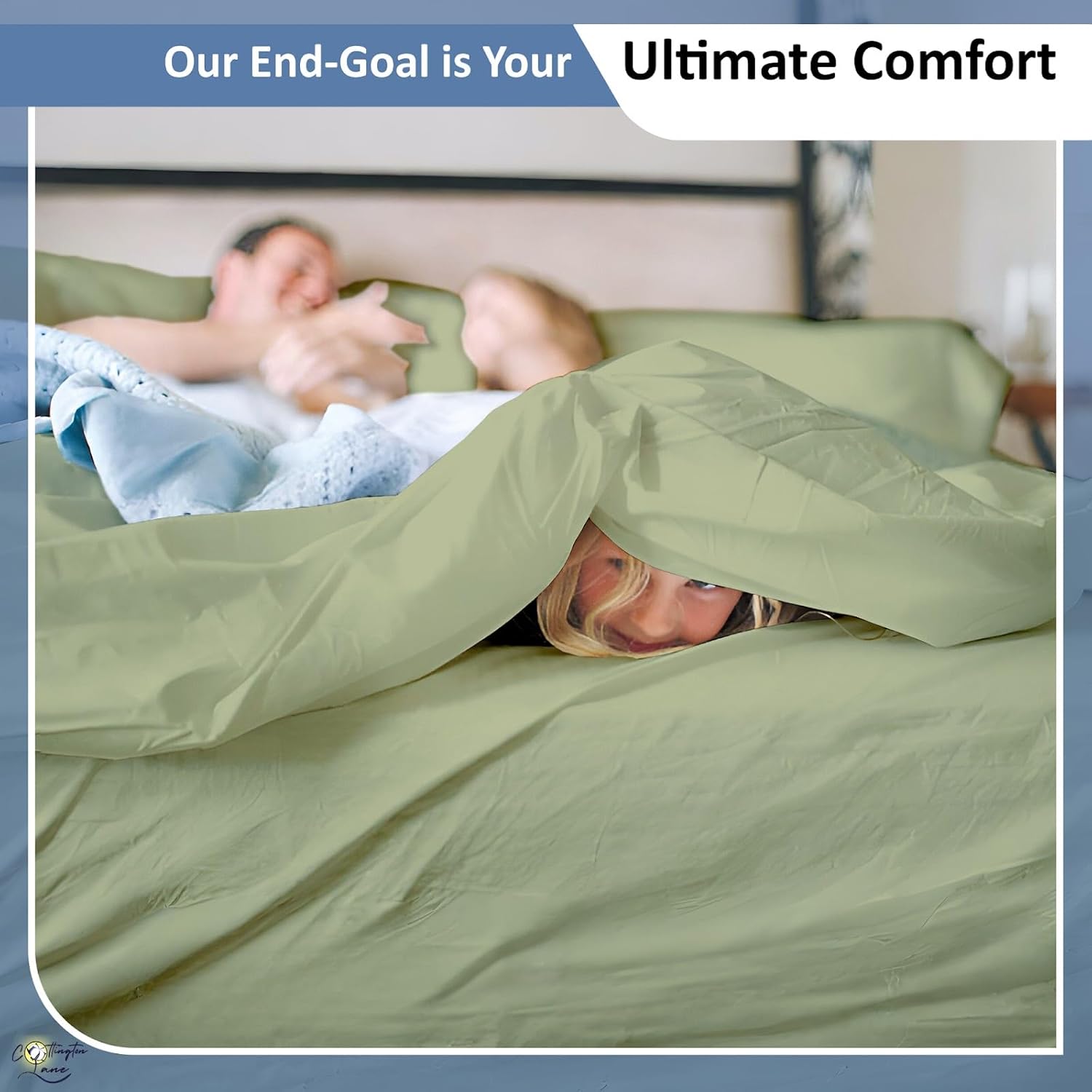 Cottington Lane 100% Cotton Queen Sheet Set, 4 Piece Sage Luxury Hotel Quality Sheets, Deep Pocket Fits 8-16 Inch Mattress, Soft, Durable, Cooling & Breathable Bedding for Queen Bed - Image 7