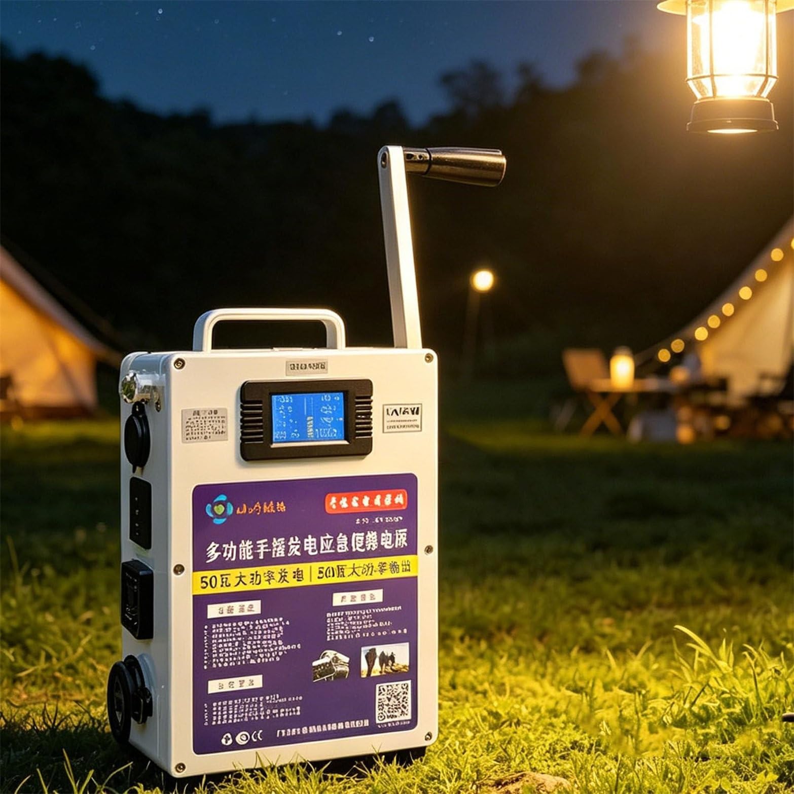 Generador Portátil De Manivela 50W,Generador De Emergencia Con Carga USB,500W CC 12V, Fuente De Alimentación USB De 5V/2.1A Para Exteriores,Para Acampar,Hacer Senderismo Y Como Respaldo En El Hogar