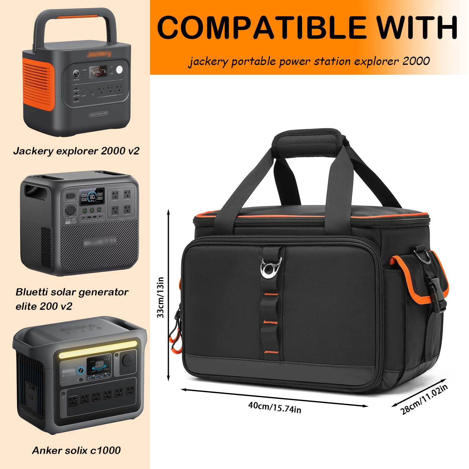 Tasche für Generator kompatibel mit Jackery Explorer 2000 v2/ Anker solix c1000/Bluetti 200 v2/ Ecoflow delta 2 Max 500 Tasche für tragbares Kraftwerk