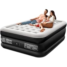 Queen Air Mattress with Built in Pump, 40 Air Coil Comfort Support | 18" Raised Inflatable Mattress for Guests, Leak-Resistant PVC, Fast 3-Min Inflation, 800 lbs Heavy-Duty Support Home Camping