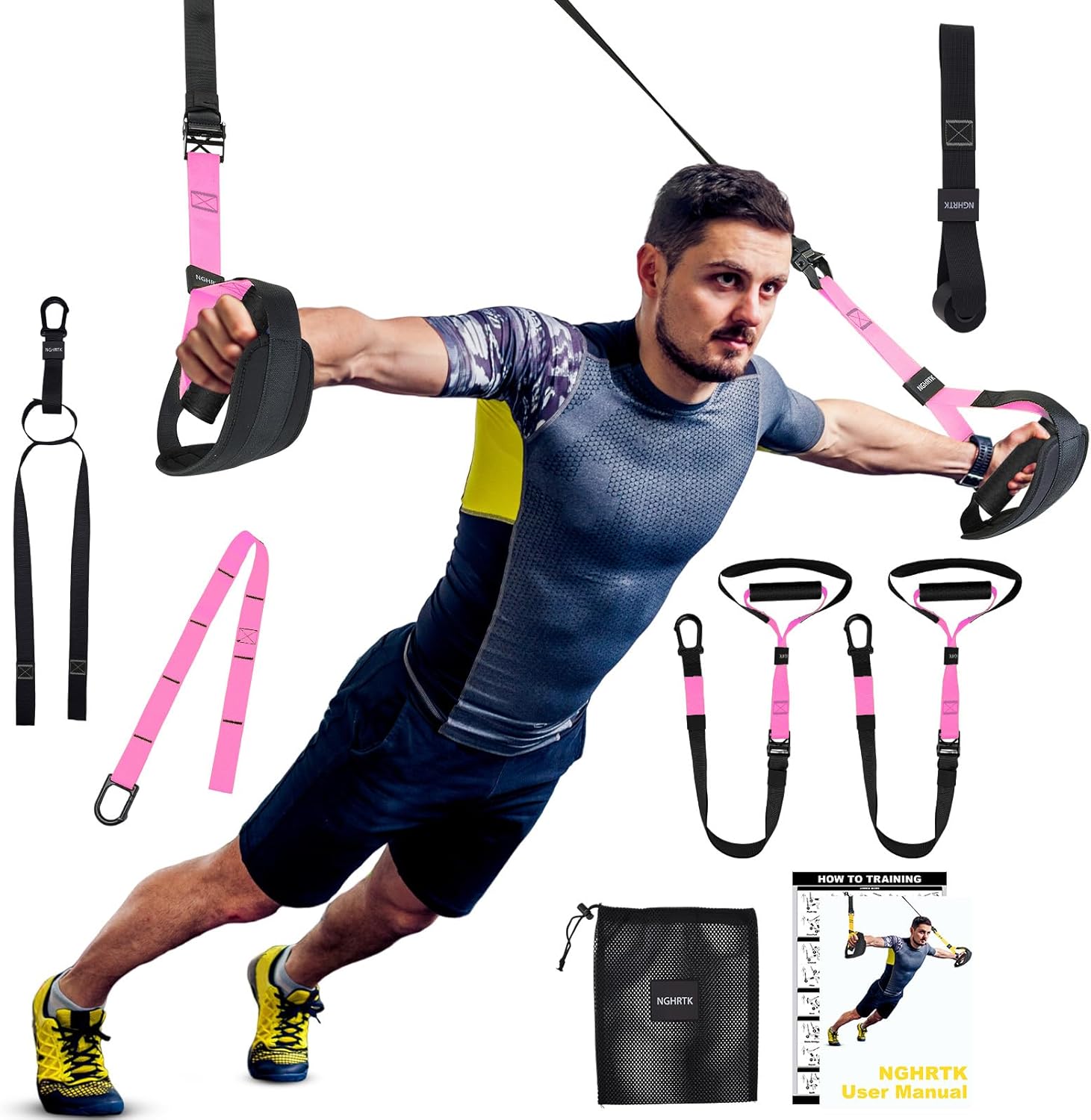 Home Resistance Training Kit with Straps & Bands – Adjustable Full-Body Workout System for Home Gym, Yoga, Pilates, Travel | Compact Design