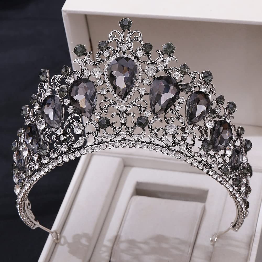 Hecho a Mano Mujeres Tiaras Luxury Barroque Antiguo Purple Crystal Hair Jewelry Crowns for Novia de Novia de Novia Pageant Diadema de Boda (Metal Color : Antique Red Purple)