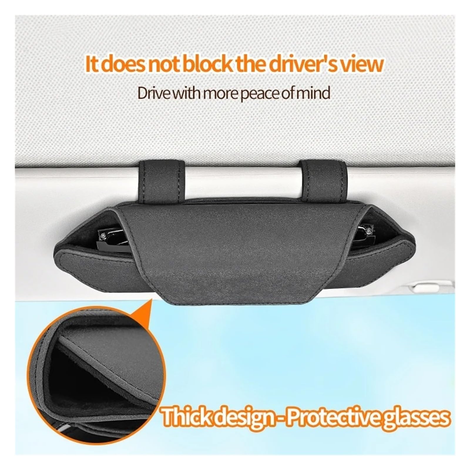 Auto Sonnenbrillenhalter Automontiertes Magnetisches Brillenetui Multifunktionale Aufbewahrungsbox Für Sonnenblenden Wildleder-Sonnenbrillenrahmen-Clip(Black)