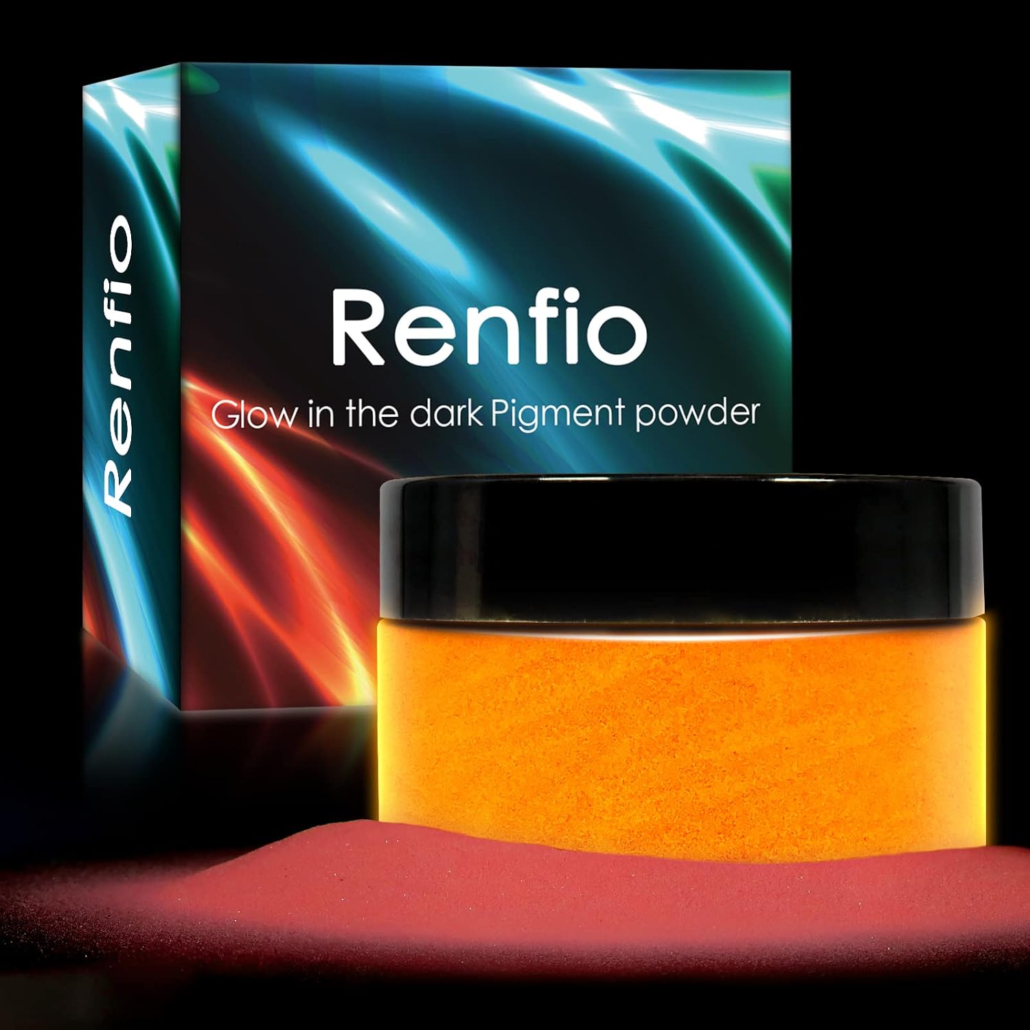 Renfio Glow Powder, 3.5oz 100g Glow in The Dark Face Paint Mica Powder, Fluorescent Luminous Resin Pigment Dye for Resin Supplies, Gel Nail Polish, Slime, Art Painting, Halloween Party - Blue
