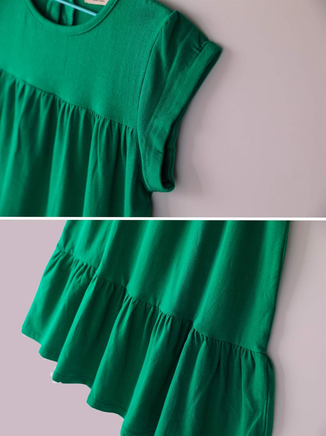 Youwon Girls Dress Short Sleeve Solid Color Tunic A-Line Tiered Swing Dress 2-6 7-16 - Image 4