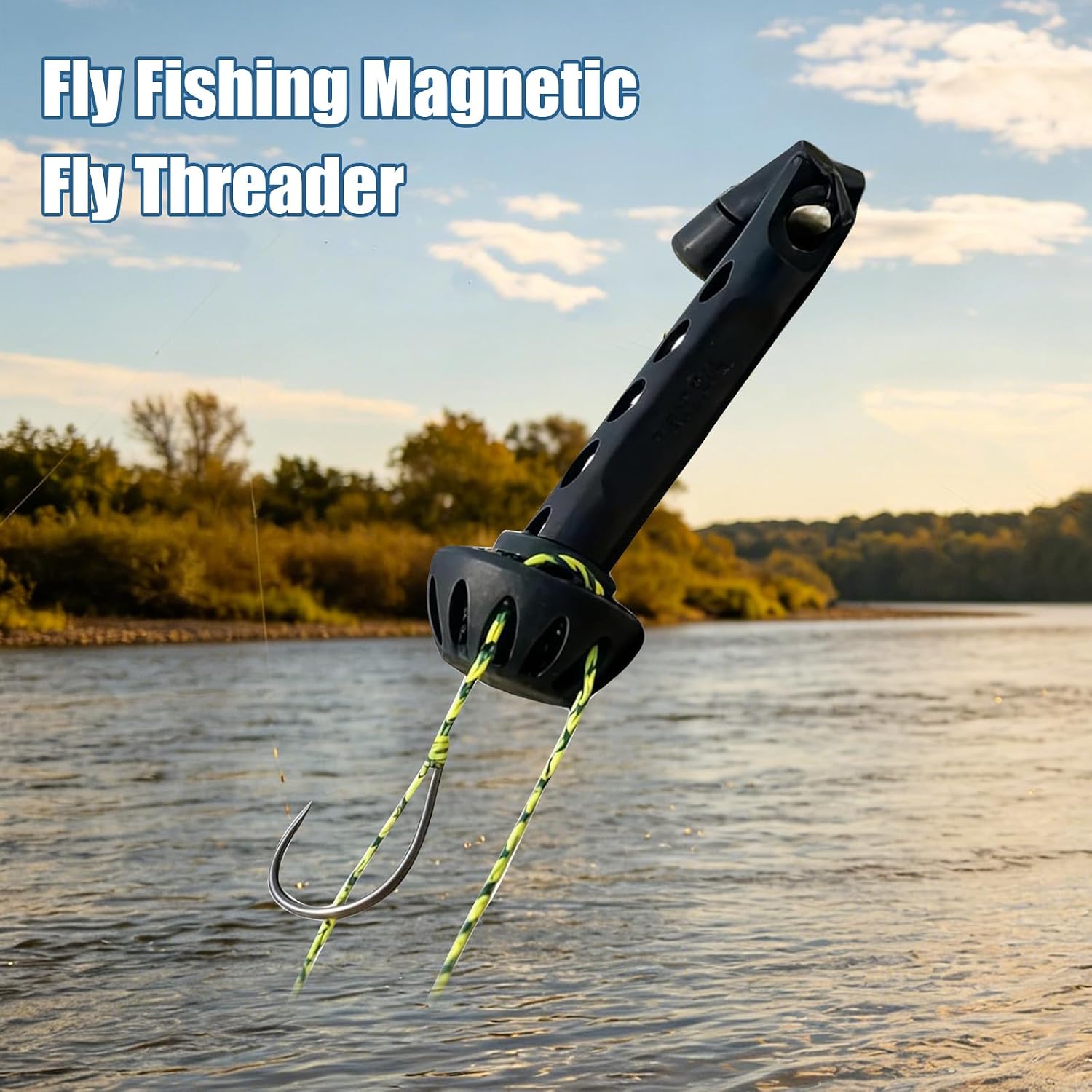 Fly Fishing Magnetic Fly Threader, Fishing Accessory to Easy Rig Small Flies Fly Tying Tool, Universal Tippet Threader Knot Helper, Fits Most Hooks Tippets & Fly Styles