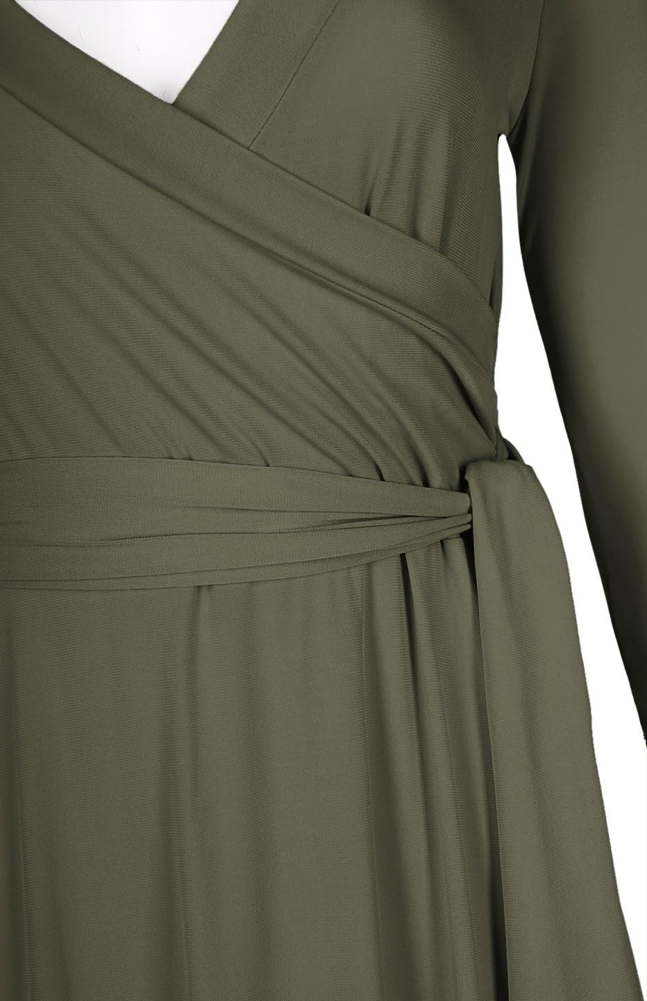 Women's 3/4 Sleeve Deep V-Neck Maxi Faux Wrap Solid Plus Size Dress