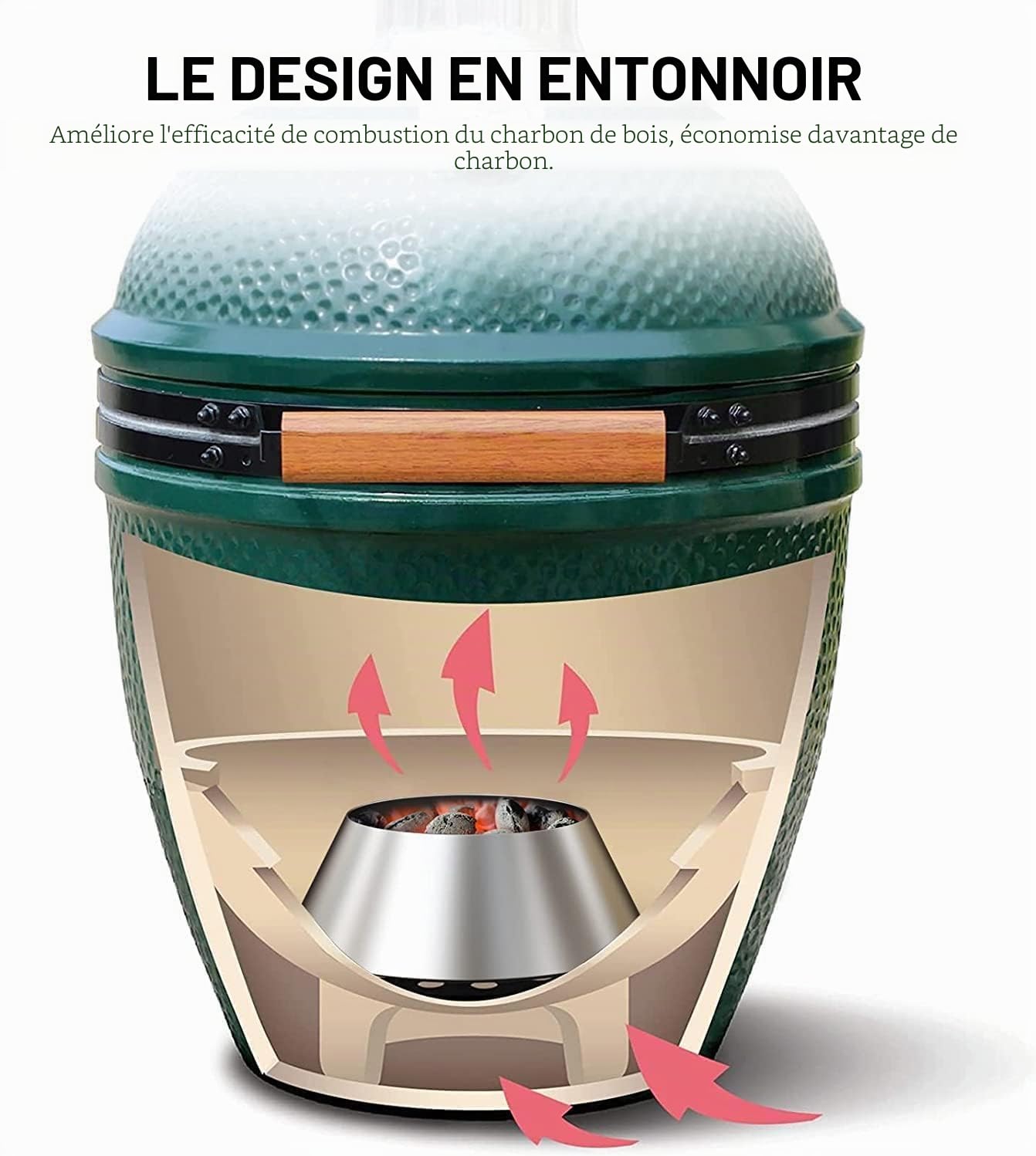 Onlyfire Panier à Charbon INOX pour Weber Kamado Joe Big Green Egg Char-Basket Vortex 57 67 cm Barbecue Fumoir